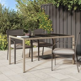 VidaXL Stół ogrodowy, 150x90x75 cm, szkło i rattan PE, beżowy