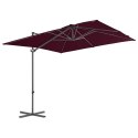 VidaXL Parasol wiszący na stalowym słupku, bordowy, 250x250 cm