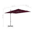 VidaXL Parasol wiszący na stalowym słupku, bordowy, 250x250 cm