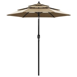 VidaXL 3-poziomowy parasol na aluminiowym słupku, kolor taupe, 2 m