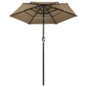 VidaXL 3-poziomowy parasol na aluminiowym słupku, kolor taupe, 2 m