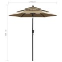 VidaXL 3-poziomowy parasol na aluminiowym słupku, kolor taupe, 2 m