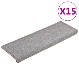 VidaXL Nakładki na schody, 15 szt., 65x21x4 cm, jasnoszare