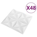 VidaXL Panele ścienne 3D, 48 szt., 50x50 cm, biel origami, 12 m²