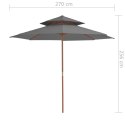 VidaXL Parasol ogrodowy z podwójnym daszkiem, 270 cm, antracytowy