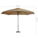 VidaXL Parasol wiszący z aluminiowym słupkiem, 300 cm, taupe