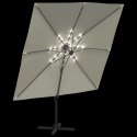 VidaXL Wiszący parasol z LED, piaskowy, 400x300 cm