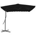 VidaXL Parasol ogrodowy na stalowym słupku, czarny, 250x250x230 cm