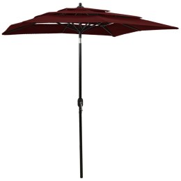 VidaXL 3-poziomowy parasol na aluminiowym słupku, bordowy, 2x2 m