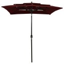 VidaXL 3-poziomowy parasol na aluminiowym słupku, bordowy, 2x2 m