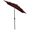 VidaXL 3-poziomowy parasol na aluminiowym słupku, bordowy, 2x2 m