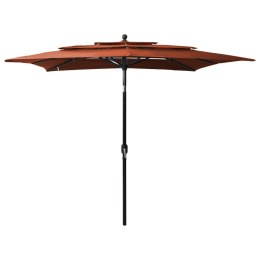 VidaXL 3-poziomowy parasol na aluminiowym słupku, terakotowy 2,5x2,5 m