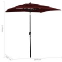 VidaXL 3-poziomowy parasol na aluminiowym słupku, bordowy, 2x2 m