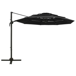 VidaXL 4-poziomowy parasol na aluminiowym słupku, czarny, 3x3 m