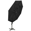 VidaXL 4-poziomowy parasol na aluminiowym słupku, czarny, 3x3 m