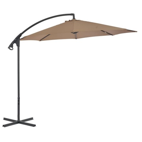 VidaXL Parasol wiszący ze stalowym słupkiem, 300 cm, taupe