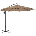 VidaXL Parasol wiszący ze stalowym słupkiem, 300 cm, taupe