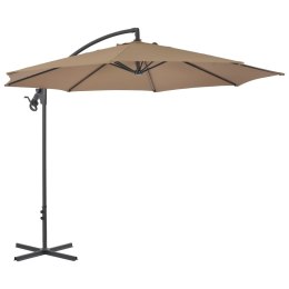 VidaXL Parasol wiszący ze stalowym słupkiem, 300 cm, taupe