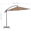 VidaXL Parasol wiszący ze stalowym słupkiem, 300 cm, taupe