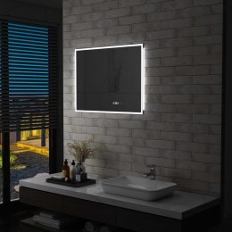 VidaXL Lustro łazienkowe z LED, czujnikiem dotyku i zegarem, 80x60 cm