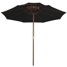 VidaXL Parasol ogrodowy z dwupoziomową czaszą, czarny, 270 cm