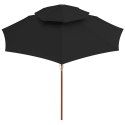 VidaXL Parasol ogrodowy z dwupoziomową czaszą, czarny, 270 cm