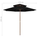 VidaXL Parasol ogrodowy z dwupoziomową czaszą, czarny, 270 cm