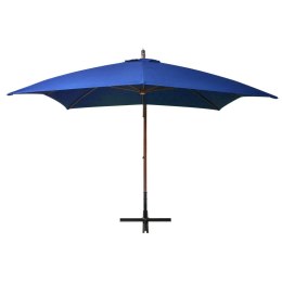 VidaXL Parasol ogrodowy wiszący, jodłowy słupek, niebieski, 3x3 m