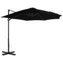 VidaXL Parasol wiszący z aluminiowym słupkiem, 300 cm, czarny