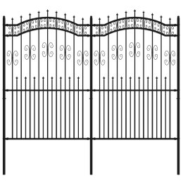 VidaXL Ogrodzenie z grotami, czarne, 222 cm, malowana proszkowo stal