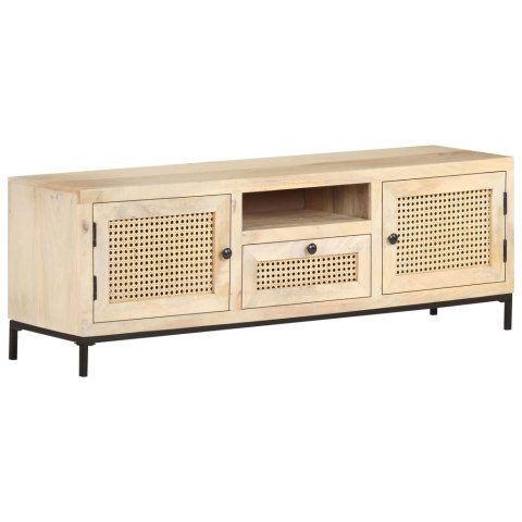 VidaXL Szafka pod TV, 120x30x40 cm, drewno mango i naturalna trzcina