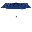 VidaXL Parasol ogrodowy z LED i aluminiowym słupkiem 270 cm, niebieski