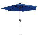 VidaXL Parasol ogrodowy z LED i aluminiowym słupkiem 270 cm, niebieski