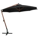 VidaXL Parasol ogrodowy wiszący, jodłowy słupek, czarny, 3,5x2,9 m