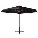 VidaXL Parasol ogrodowy wiszący, jodłowy słupek, czarny, 3,5x2,9 m