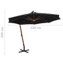 VidaXL Parasol ogrodowy wiszący, jodłowy słupek, czarny, 3,5x2,9 m