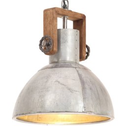 VidaXL Industrialna lampa wisząca, 25 W, srebrna, okrągła, 30 cm, E27