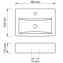 VidaXL Prostokątna umywalka z otworem przelewowym i na kran, czarna