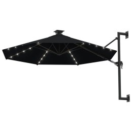 VidaXL Parasol ogrodowy z LED, ścienny, 300 cm, czarny