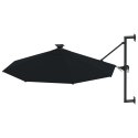 VidaXL Parasol ogrodowy z LED, ścienny, 300 cm, czarny