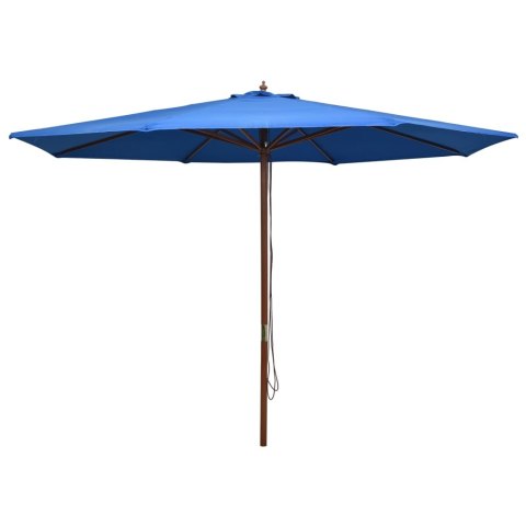 VidaXL Parasol ogrodowy na drewnianym słupku, 350 cm, niebieski