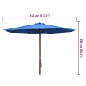 VidaXL Parasol ogrodowy na drewnianym słupku, 350 cm, niebieski