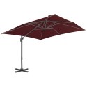 VidaXL Parasol wiszący na aluminiowym słupku, bordowy, 400x300 cm