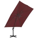 VidaXL Parasol wiszący na aluminiowym słupku, bordowy, 400x300 cm