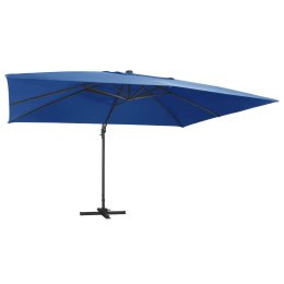 VidaXL Parasol z LED i aluminiowym słupkiem, 400x300 cm, niebieski