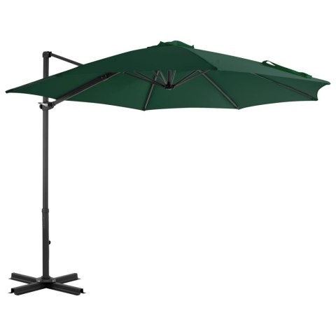 VidaXL Parasol wiszący z aluminiowym słupkiem, 300 cm, zielony