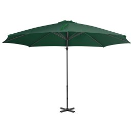 VidaXL Parasol wiszący z aluminiowym słupkiem, 300 cm, zielony