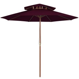 VidaXL Parasol ogrodowy z dwupoziomową czaszą, bordowy, 270 cm