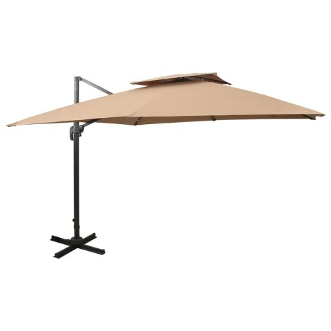 VidaXL Parasol wiszący z podwójną czaszą, 300x300 cm, taupe