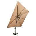 VidaXL Parasol wiszący z podwójną czaszą, 300x300 cm, taupe